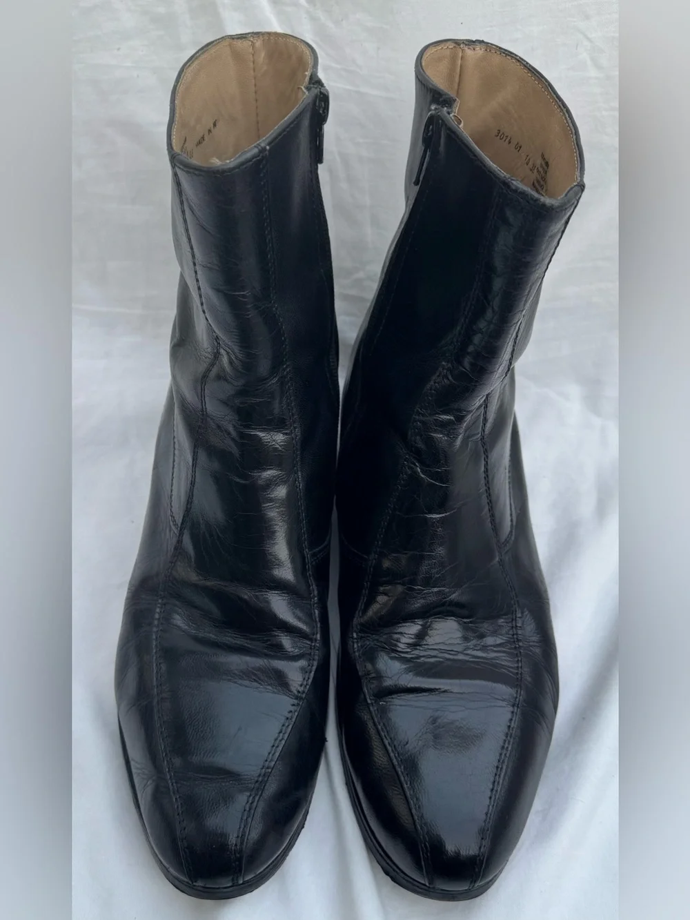 NUNN BUSH Black  Leather Zip Ankle Beatle Boots Mens Size 10  3 E Style 3014